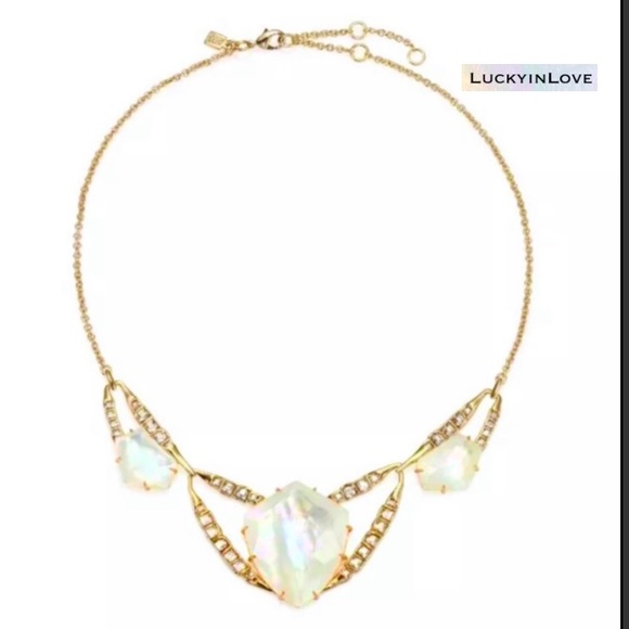 ALEXIS BITTAR Ms Havisham Starlight Mosaic Tile Gold White Pearlescent Necklace - Picture 3 of 12